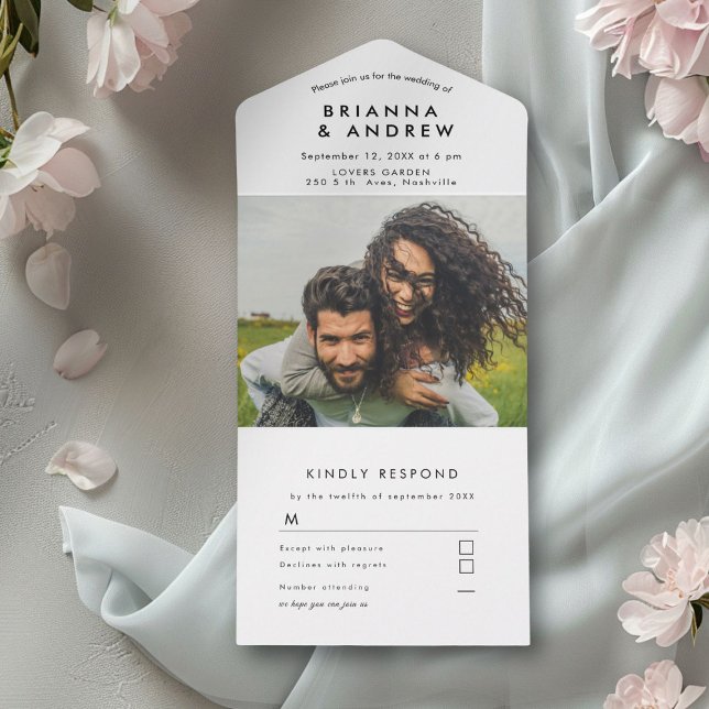 Simple Photo All in One Wedding Invitation (Simple Photo All in One Wedding All In One Invitation)