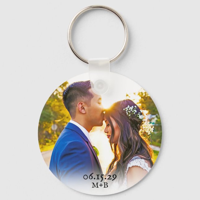 Simple Photo Anniversary Valentines Day Gift Key Ring (Front)