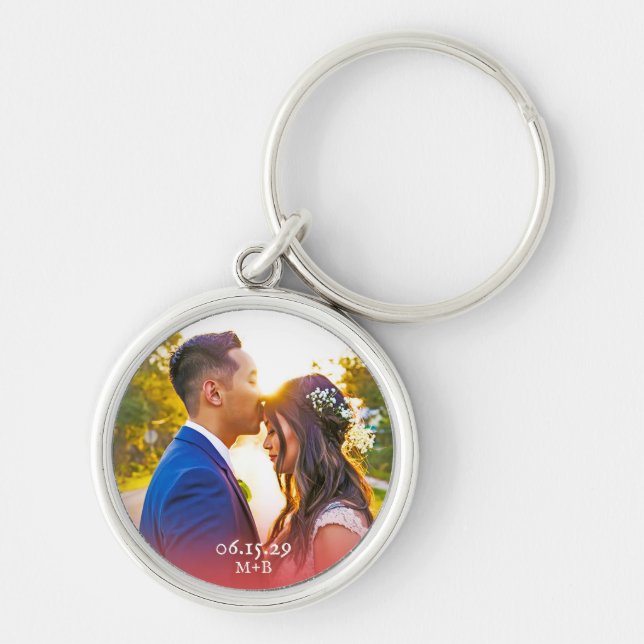 Simple Photo Anniversary Valentines Day Gift Key Ring (Front)