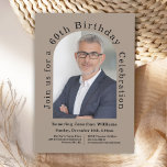 Simple Photo Arch 60th Birthday Party Invitation<br><div class="desc">As unique as the individual being celebrated, this modern 60th birthday party invitation features a wonderful arch shaped photo template to personalise with your honoree's photo. A background in neutral beige/tan adds modern appeal to the design. The custom text template with text that runs along the outer edge of the...</div>