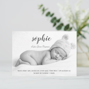 Simple Photo Baby Birth Announcement Custom Card