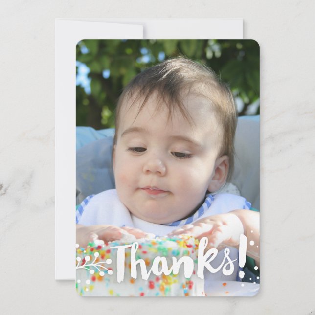 Simple Photo Background 'Thanks!' Card (Front)