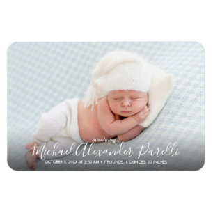 Simple Photo Birth Announcement Magnet