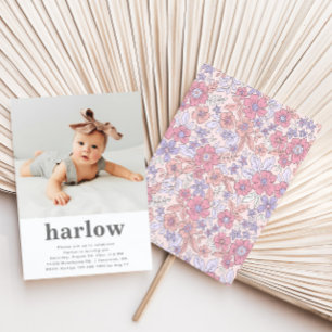 Simple Photo Birthday Invitation Floral