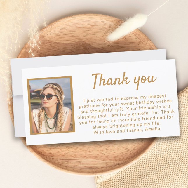 Simple Photo Birthday  Thank You Card (Creator Uploaded)