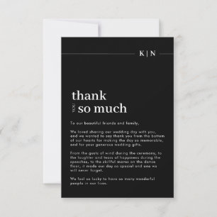 Simple Photo Black Monogram Wedding Thank You Card