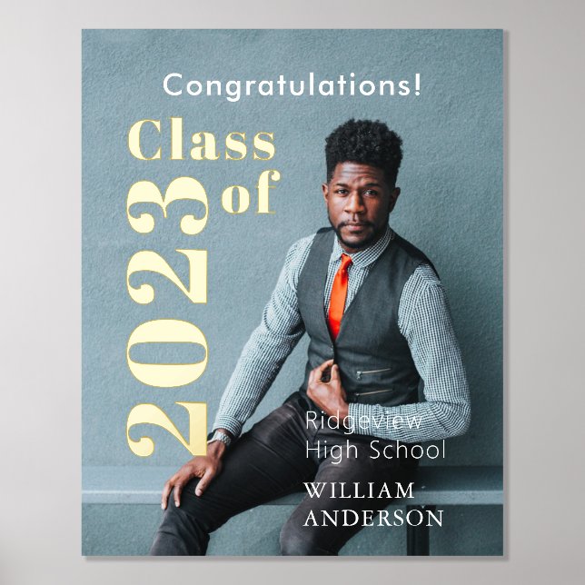 Simple Photo Bold Letterings Graduation Foil Prints (Front)