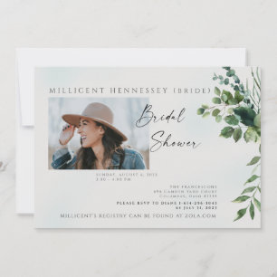 Simple Photo Bridal Shower Foliage III Invitation