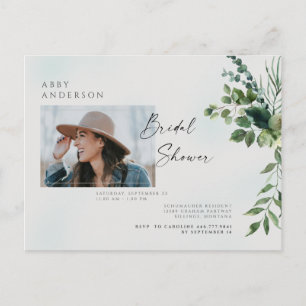 Simple Photo Bridal Shower Invitation Foliage Postcard