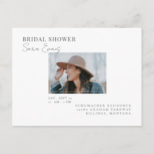 Simple Photo Bridal Shower White Invitation Postcard