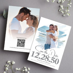 Simple Photo Brush Strokes Save the Date Wedding 