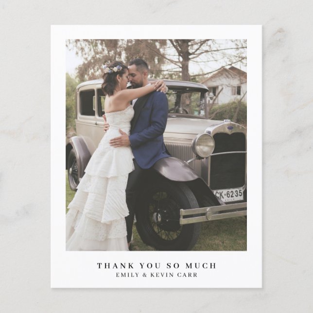 Simple Photo Budget Wedding Thank You Card (Front)