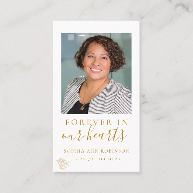 Simple Photo Butterfly Funeral Prayer Card (Front)