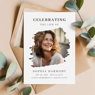 Simple Photo Celebration of Life Program Card