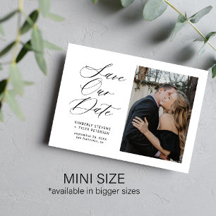 Simple photo chic elegant script wedding save the card