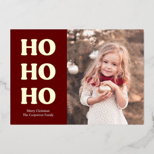 Simple Photo Christmas Card | Ho Ho Ho (Front)