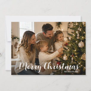 Simple Photo Christmas Card with Family Name