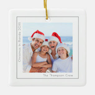 Simple Photo Christmas in Florida Year Ceramic Ornament