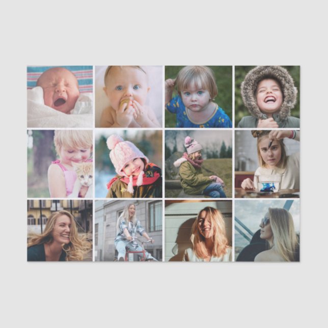 Simple Photo Collage 12 Pics Tissue Paper (Front)