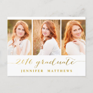 Simple Photo Collage 2016 Graduation Party Invitation Postcard