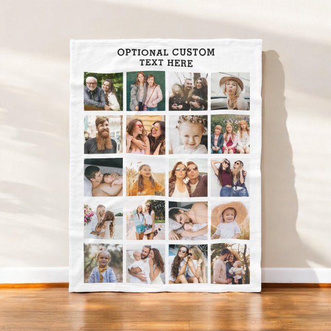 Simple Photo Collage 20 Picture Personalised Fleece Blanket (Creator Uploaded)