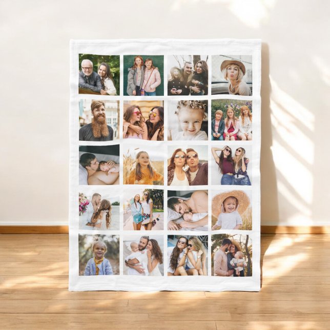 Simple Photo Collage 20 Picture Personalised Fleece Blanket (Creator Uploaded)