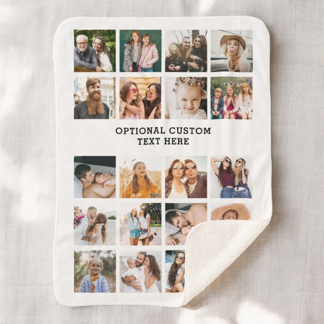 Simple Photo Collage 20 Picture Personalised Sherpa Blanket (Creator Uploaded)