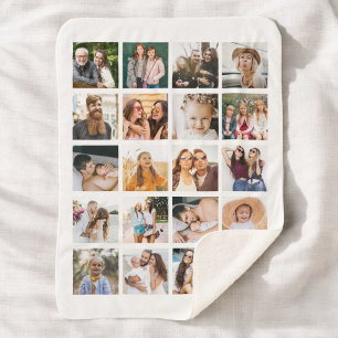 Simple Photo Collage 20 Picture Personalised Sherpa Blanket