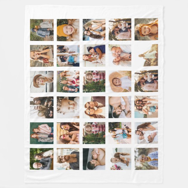 Simple Photo Collage 30 Picture Personalised Fleece Blanket (Front)