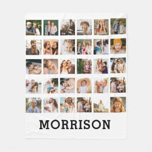 Simple Photo Collage 30 Picture Personalised Fleece Blanket