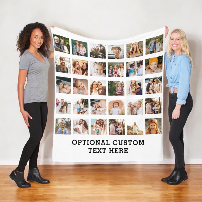 Simple Photo Collage 30 Picture Personalised Fleece Blanket (Creator Uploaded)