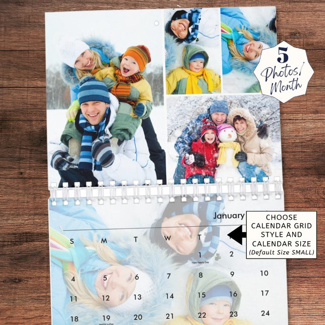 Simple Photo Collage 5 Per Month Custom Calendar (Creator Uploaded)