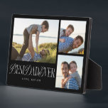 Simple Photo Collage Best Dad Ever Keepsake Plaque<br><div class="desc">Simple and unique father's day photo keepsake plaque featuring 3 photos of yours with a typography text mixed with script and serif text below that says "best dad ever."</div>