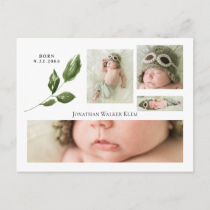 Simple Photo Collage Birth Announcement