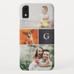 Simple Photo Collage Chalkboard Monogram Family iPhone XR Case<br><div class="desc">Trendy, stylish and meaningful. It's one thing to have your photos on your phone but to also feature your favourites outside is so unique. Customise and personalise this phone case with three of your favourite photos, replace the single letter for an instant monogram inside the classic chalkboard background. The hardest...</div>