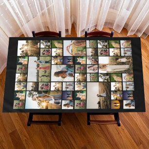 Simple Photo Collage Custom Color Personalized Tablecloth