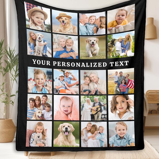 Simple Photo Collage Customised Cute 20 Picture Fleece Blanket (Creator Uploaded)