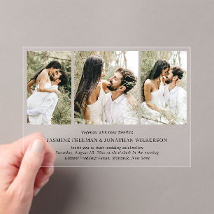 Simple Photo Collage Elegant Wedding Acrylic Invitations