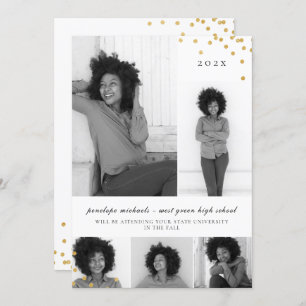 Simple Photo Collage Faux Gold Graduation Party Invitation