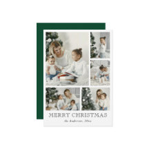Simple Photo Collage Green Christmas Holiday Card