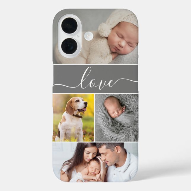 Simple photo collage Love script Custom Case-Mate iPhone Case (Back)