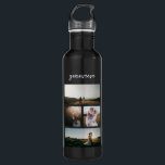 Simple Photo Collage Modern 710 Ml Water Bottle<br><div class="desc">Modern water bottle featuring a simple and minimal design with a photo collage of four of your favourite pictures along with your name in an elegant script.</div>