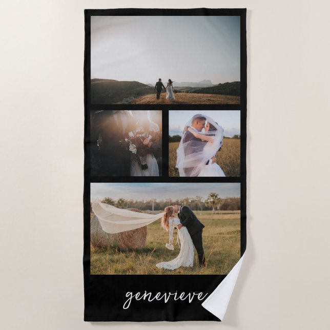 Simple Photo Collage Modern Beach Towel (Front)