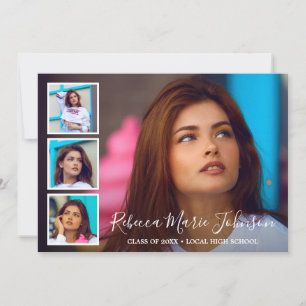 Simple Photo Collage Modern Graduation Announcement