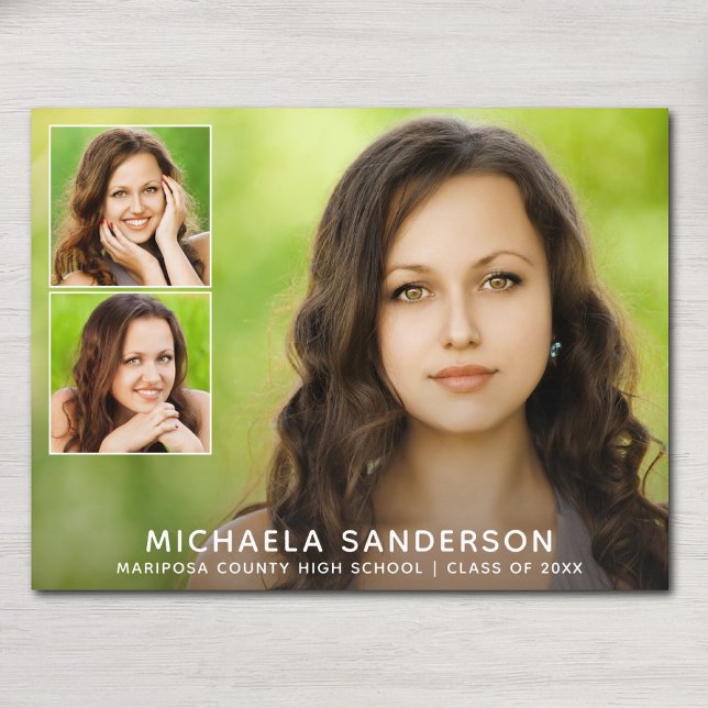 Simple Photo Collage Modern Graduation Announcement Postcard (Simple Photo Collage Modern Graduation Announcement Postcard)
