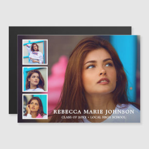 Simple Photo Collage Modern Graduation Magnetic Invitation