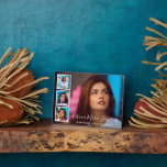 Simple Photo Collage Modern Graduation Plaque<br><div class="desc">Modern Graduation Photo Plaque with a photo collage with four pictures in a simple layout.  To the right are the name of the graduate in script along with school details.  This Graduation Photo Display is great for a high school or college graduate.</div>