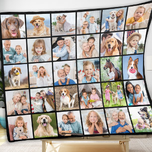 Simple Photo Collage Personalised Multi 30 Picture Fleece Blanket