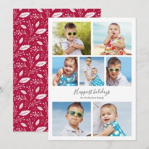 Simple Photo Collage Seven Pictures Custom Holiday Card
