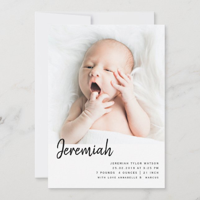 Simple Photo Collage Unisex Baby Birth Announcement (Front)
